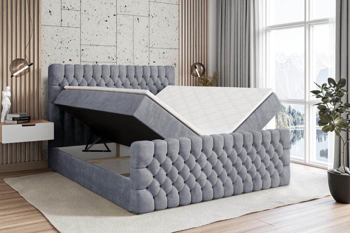 BOXBETT SERENE-Z - 120 x 200 - H4 - Grau - Grau, Holzwerkstoff (120/200cm) - ALTDECOR