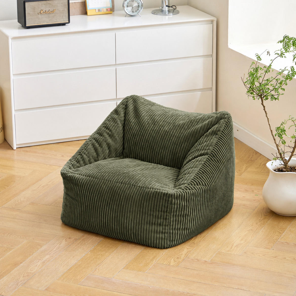 POUF kord Grün - Grün, Textil (55/44/55cm) - Nordlys