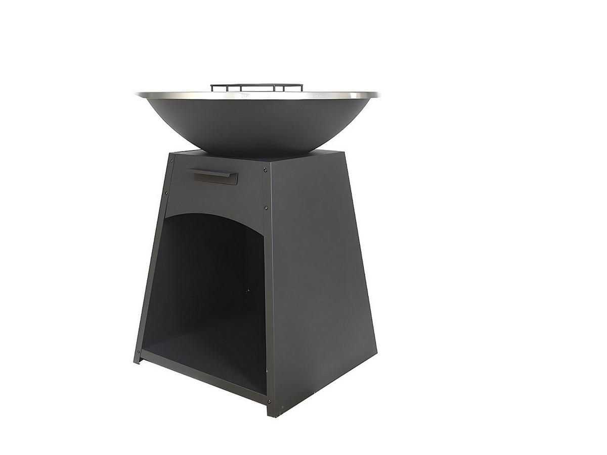GRILL - 81 cm x 81 cm - metall - schwarz Corvera - Schwarz, Metall (81/96.1/81cm) - Vente-Unique
