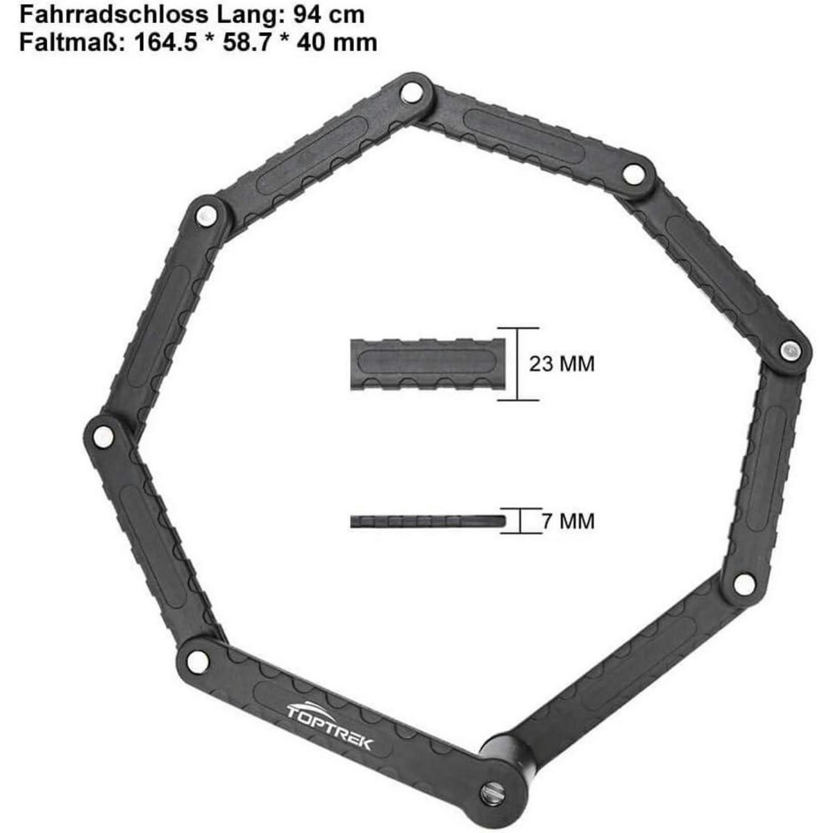 FAHRRADSCHLOSS Faltschloss mit Halterung 94 cm Schwarz Sicherheitsstufe 7 - Schwarz, Metall (5.8/4/16.5cm)