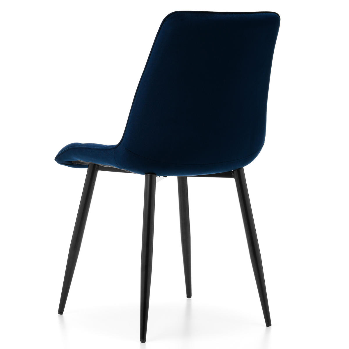 STUHL CHIC gespolsterter mit Steppung - marine blau - Samt Velours - Schwarz/Dunkelblau, Metall (50/88/47cm) - NEW HOME