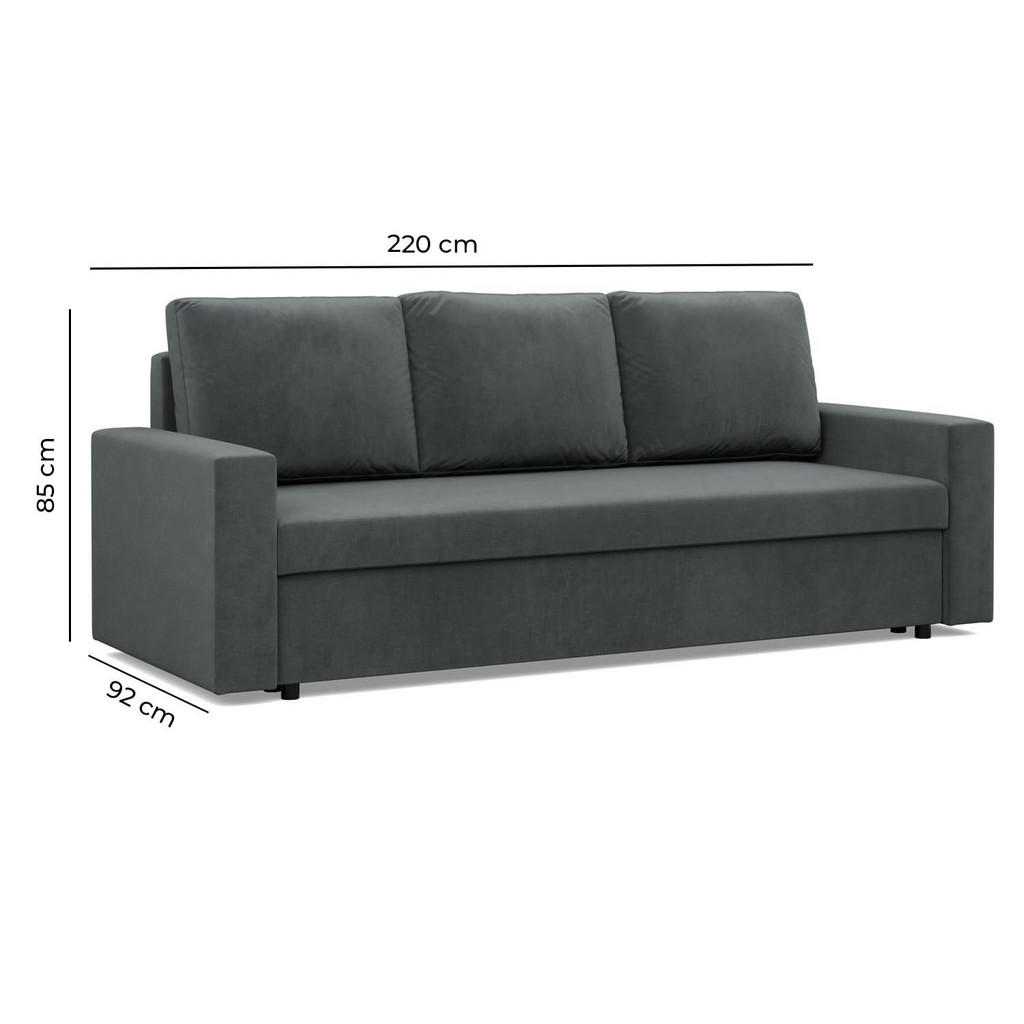 Thumbnail - Sofa, Braun, Textil, 3-Sitzer, 220x85x92 cm, Wohnzimmer, Sofas & Couches, Sofas, 3-Sitzer Sofas