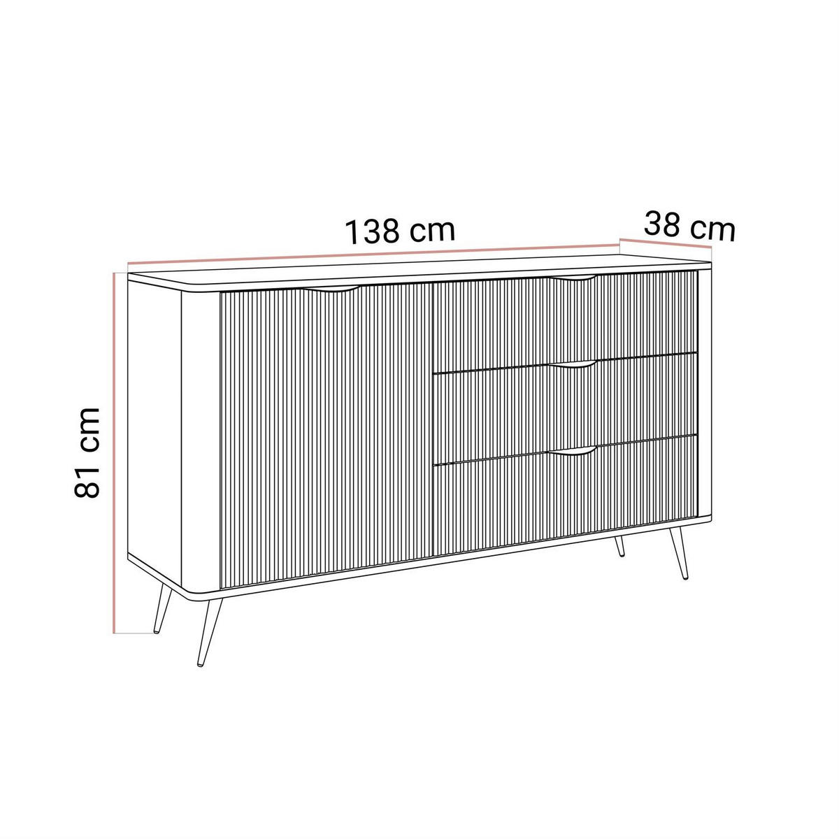 SIDEBOARD SCARLETT 138 1D3S MIT SCHUBLADEN BEIGE + GOLD - Beige, Holzwerkstoff (138/81/38cm) - Lookway