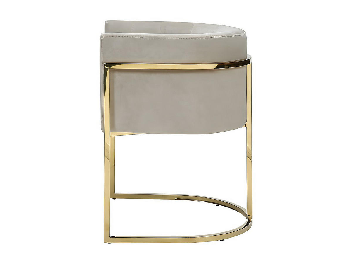STUHL mit Armlehnen - Samt & Metall - Beige & Goldfarben - PERIA - Beige, Textil (56.5/76/60cm) - Pascal Morabito