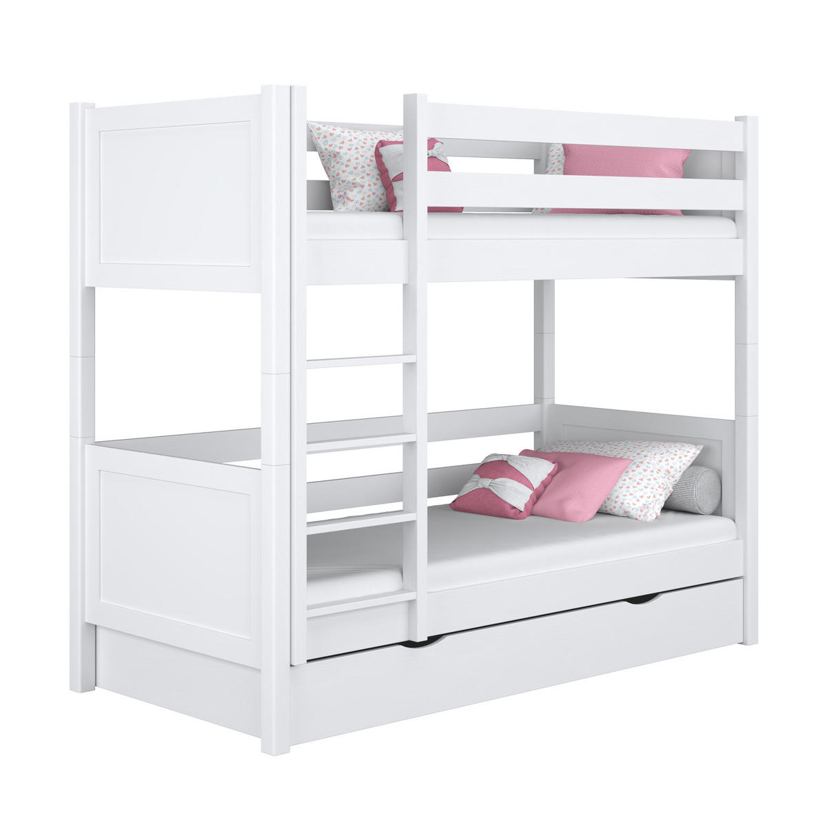 ETAGENBETT N02 mit Schublade Weiß 80/190 - Weiß, Naturmaterialien/Holz (80/190cm) - N-Wood
