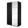 SCHWEBETÜRENSCHRANK BETTINA 120/210/61 cm 2-türig mit Spiegel Schwarz - Schwarz, Holzwerkstoff (120/210/61cm) - MASSENO