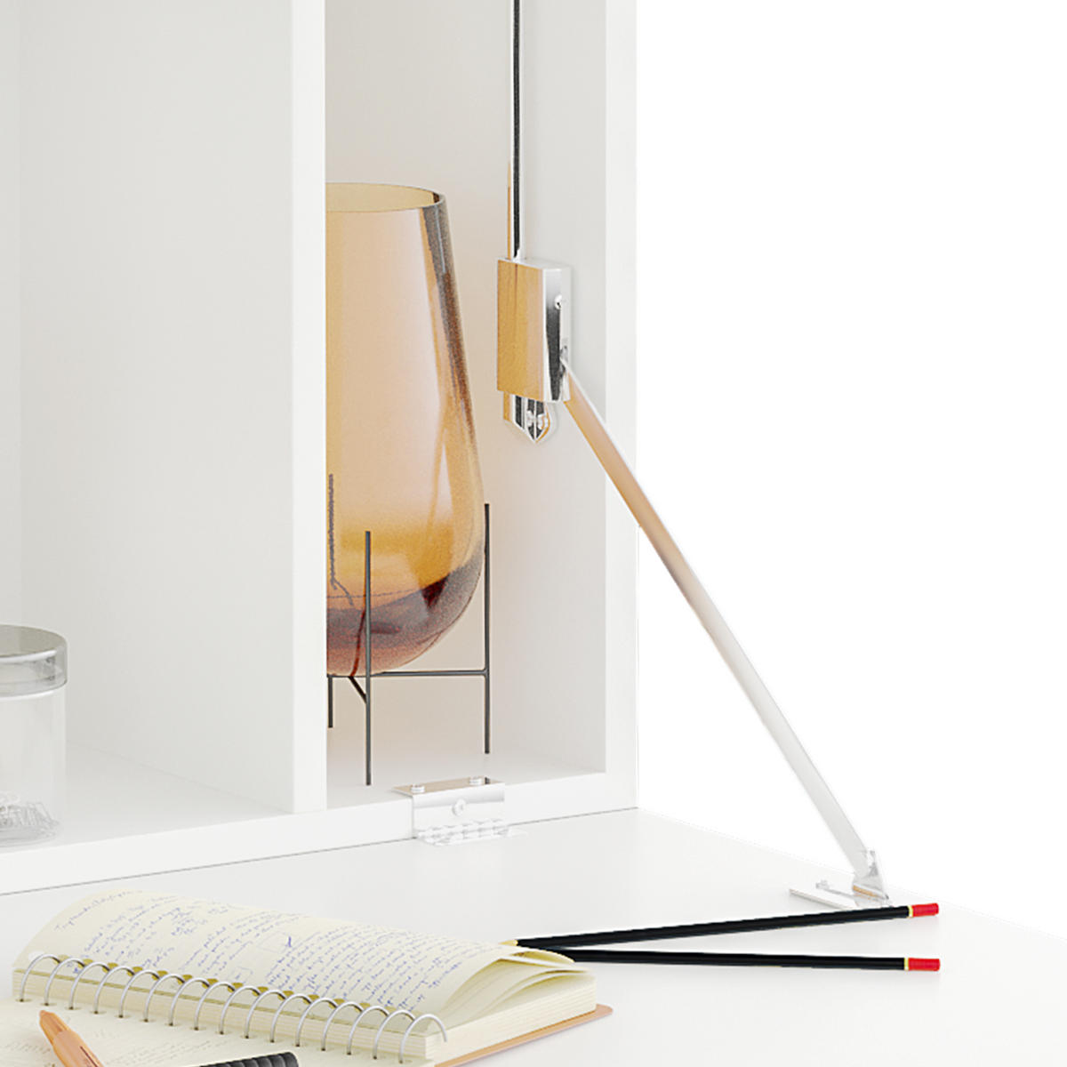 SCHREIBTISCH Wandmontiert und klappbar mit Stauraum 77/20/51 cm - Weiß, Holzwerkstoff (20/77/51cm) - PANGIVO