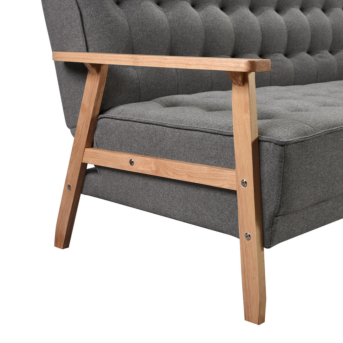 SCHLAFSOFA - Dunkelgrau, Birkenholz/Textil (204/85/86cm) - home24