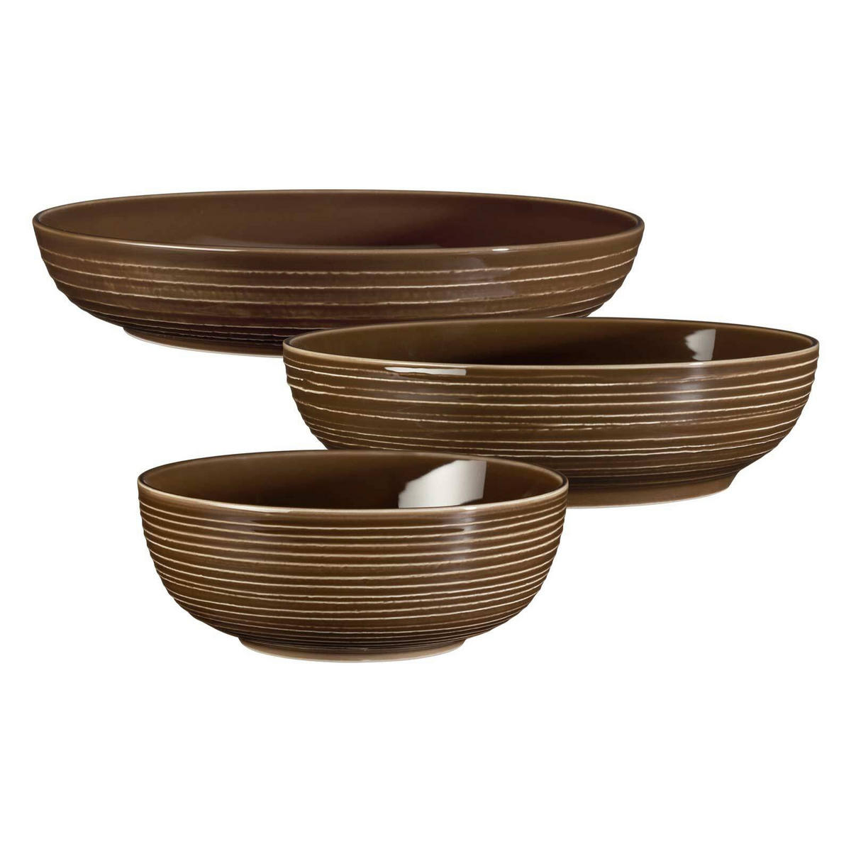 FOODBOWL SET Terra Erdbraun 3er Set - Braun, Keramik (1/1/1cm) - Seltmann Weiden