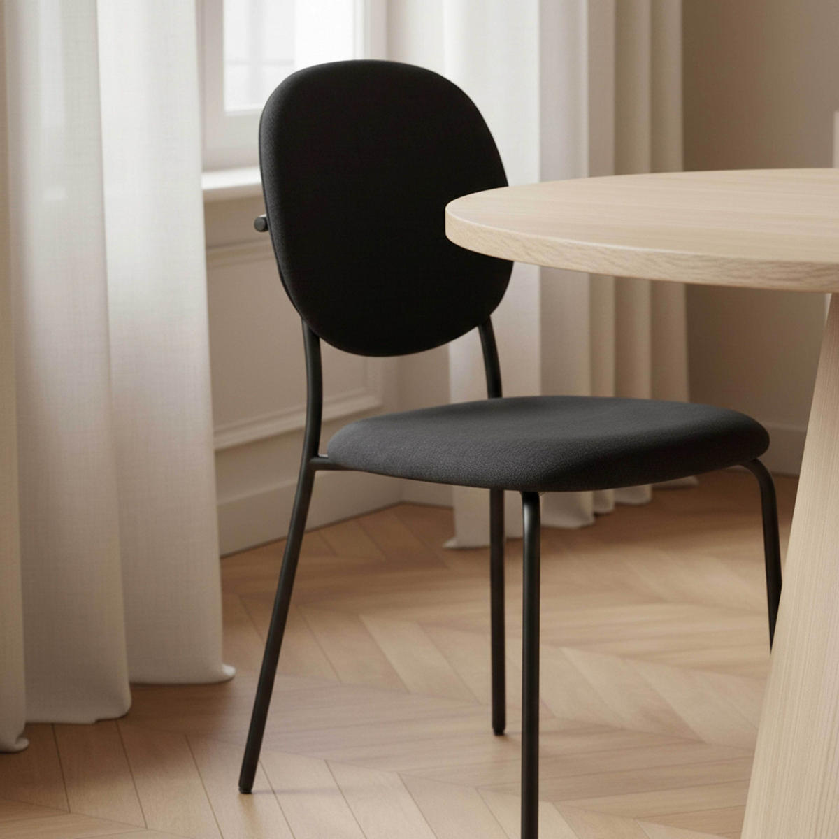 STÜHLE 2-tlg., Schwarz - Schwarz, Textil (46/86/62cm) - Oviala