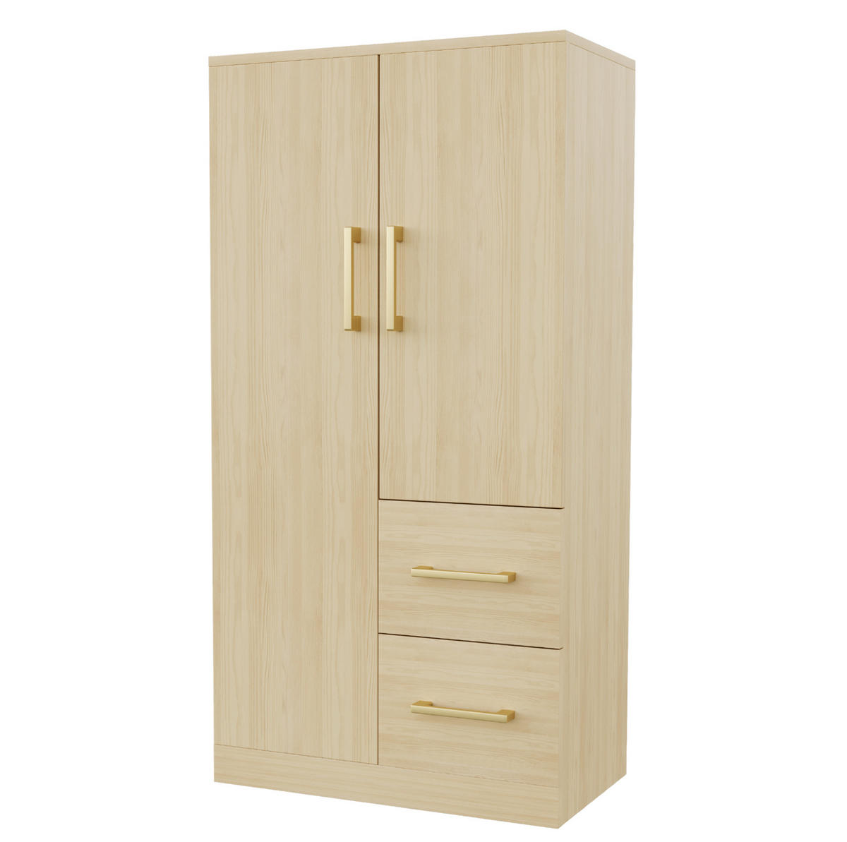 KLEIDERSCHRANK 70/135/40 cm in Holzfarbe aus Holz mit 2 Schubladen - Naturfarben, Holz (40/135/70cm) - OKMYHOME