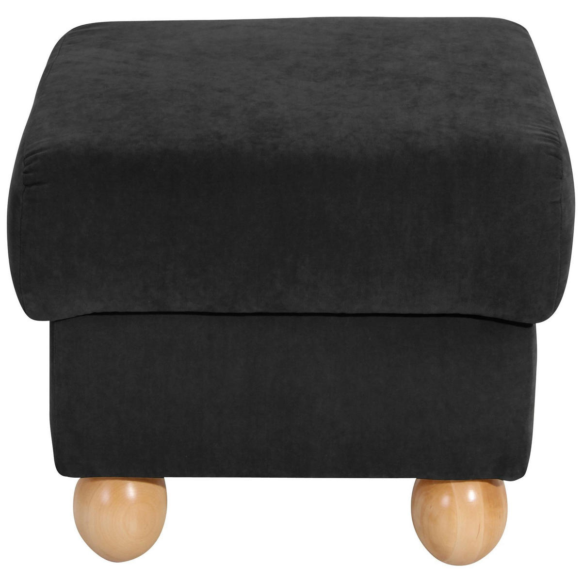 HOCKER Kasha Bezug Veloursstoff Buche natur / schwarz - Buchefarben/Schwarz, Kunststoff (54/48/54cm) - 58aufmkessel
