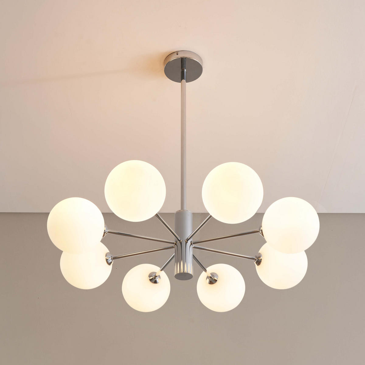 HÄNGELEUCHTE Nicolea, Weiß/Silber, 122cm - Silberfarben, Glas (77/77/122cm) - KOSILUM