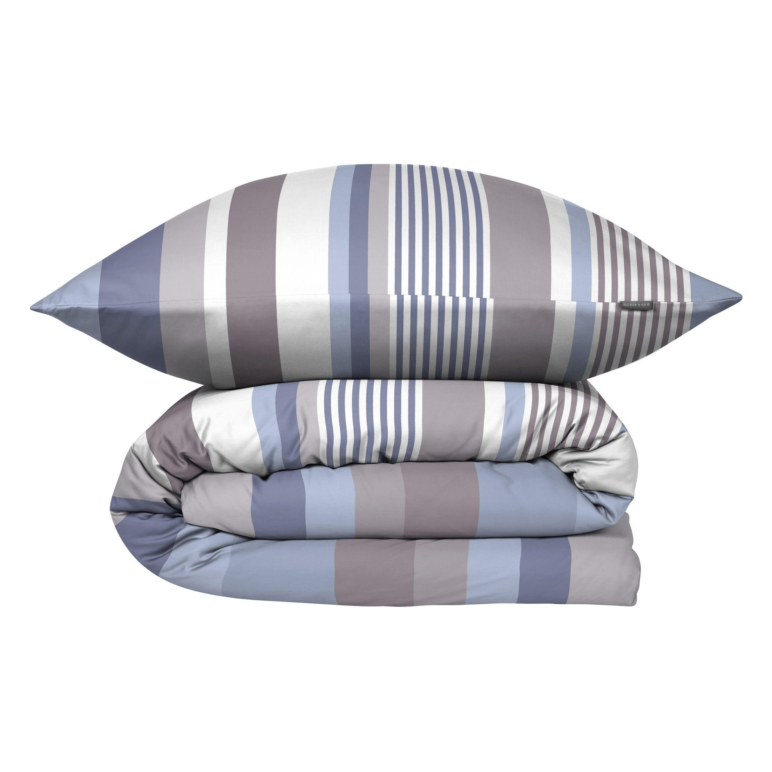 BETTWÄSCHESET Hoops - Baumwollsatin - 2-teilig - 135 x 200 cm - Blau - Blau, Textil (135/200cm) - SCHIESSER