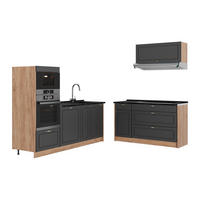 KÜCHENZEILE Fame-Line, Anthrazit-Gold Landhaus/Goldkraft Eiche, 340 cm ohne Arbeitsplatte - Honigeiche/Anthrazit, Holzwerkstoff (340/153.6/51.6cm) - Vicco