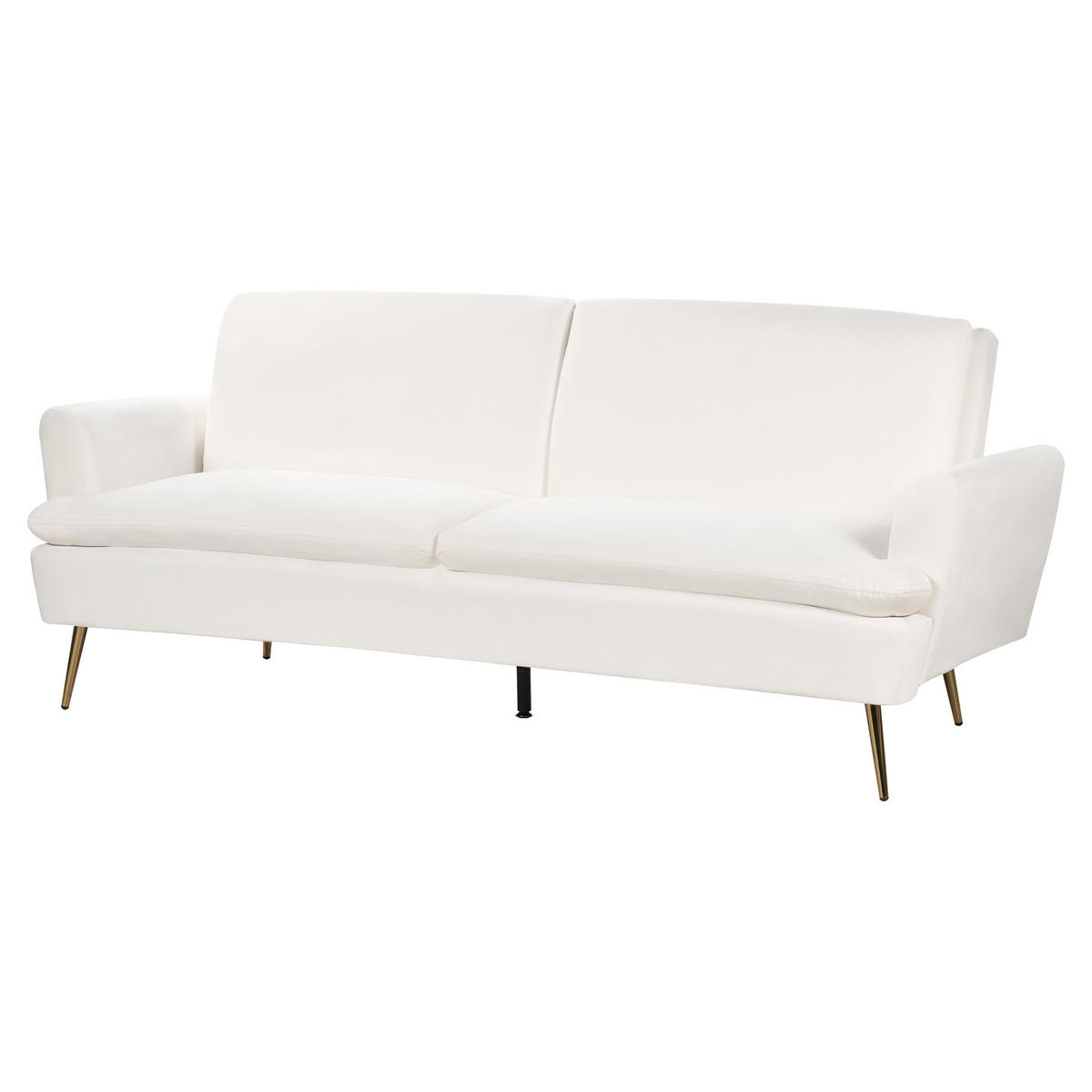 3-SITZER-SCHLAFSOFA Samtstoff Cremeweiß Vettre - Goldfarben/Weiß, Textil (210/88/84cm) - Beliani