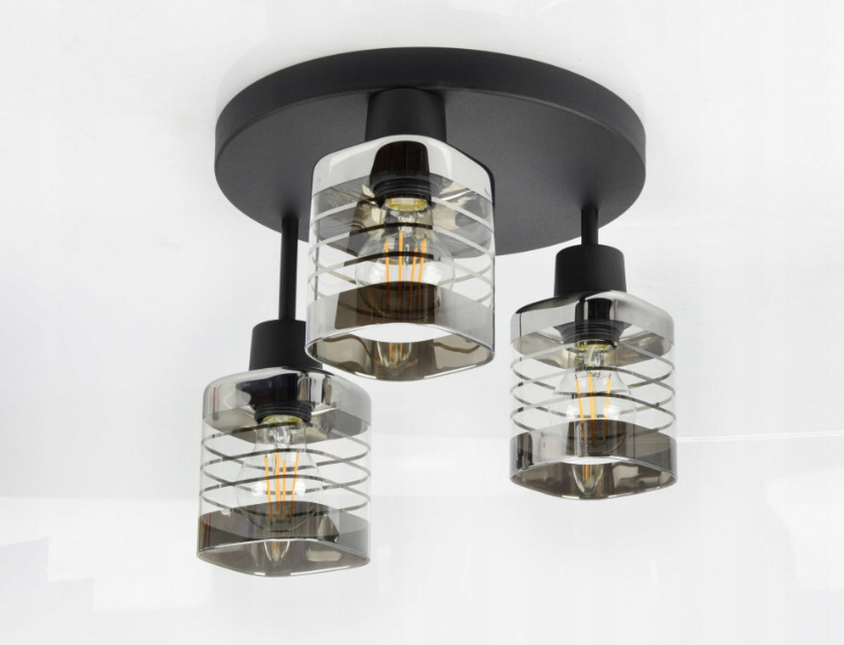 DECKENLEUCHTE TRAGLAS - Transparent/Schwarz, Glas/Metall (30/30/30cm) - kiki design