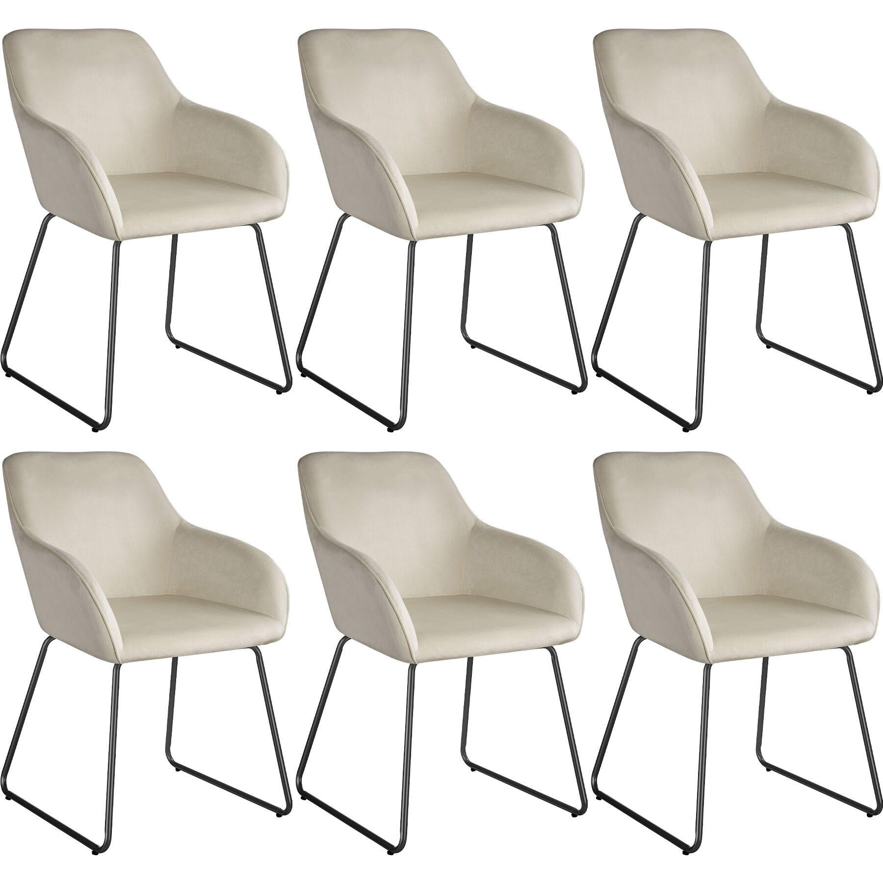 ESSZIMMERSTUHL Jeane,57 x 61 x 85,5 cm, Belastbarkeit 120 kg,Samtoptik creme/schwarz - Schwarz/Samtahornfarben, Kunststoff (57/85.5/61cm) - tectake