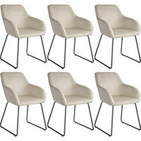 ESSZIMMERSTUHL Jeane,57 x 61 x 85,5 cm, Belastbarkeit 120 kg,Samtoptik creme/schwarz - Schwarz/Samtahornfarben, Kunststoff (57/85.5/61cm) - tectake