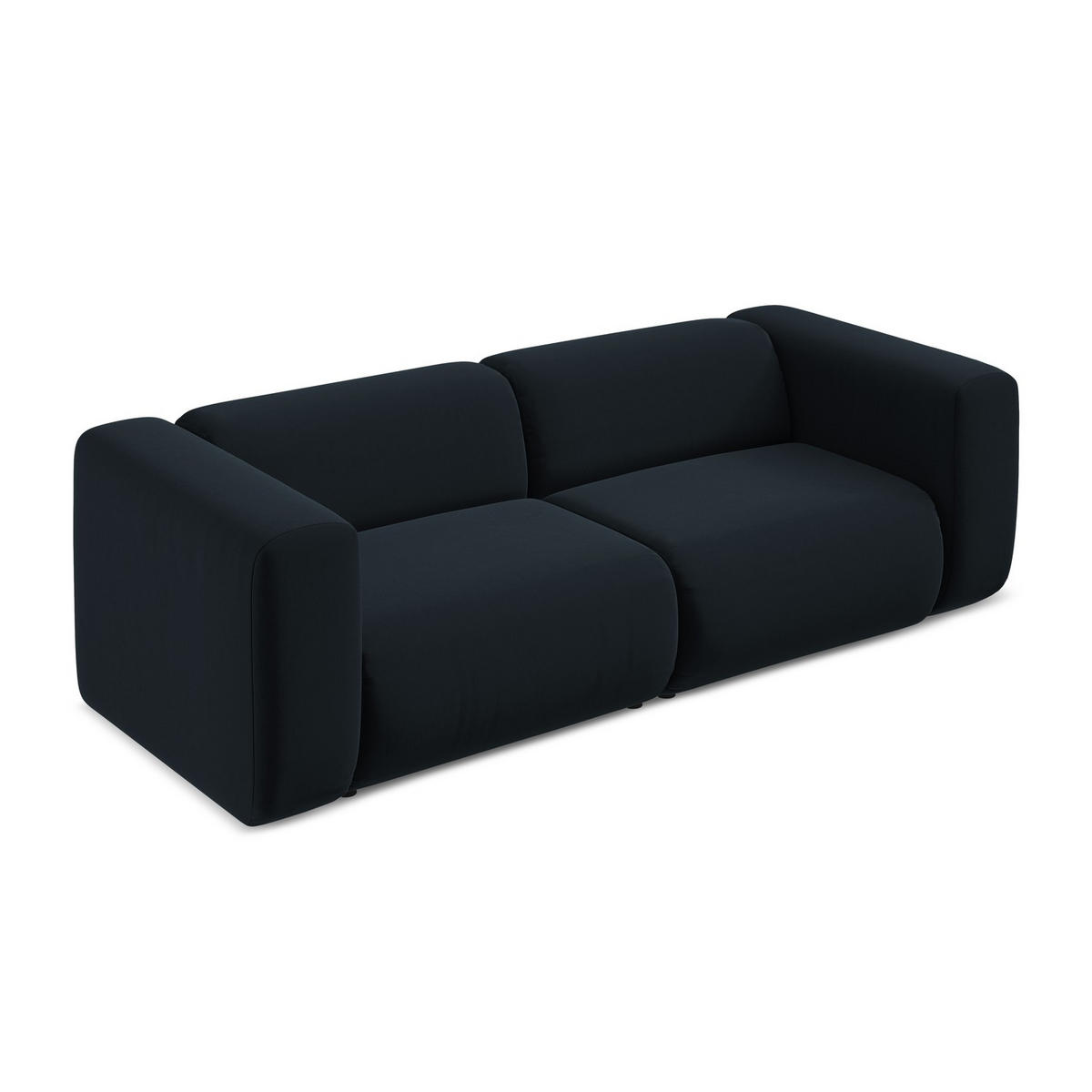 3-SITZER SOFA Samt Stoff Blau - Blau/Schwarz, Kunststoff/Textil (228/70/89cm) - LaMiaSofa