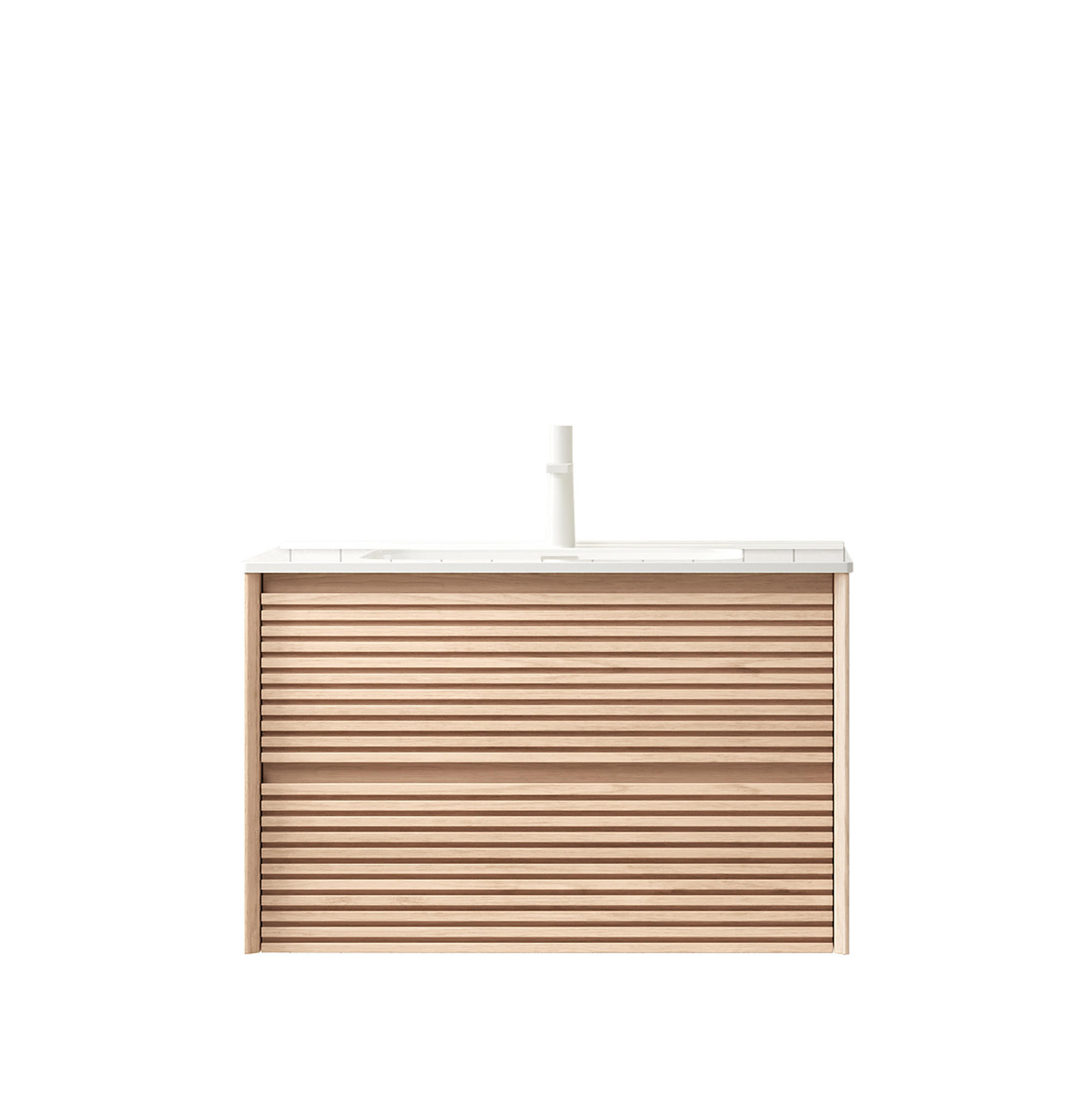 WASCHTISCHKOMBI 81/46,5/50 cm Natur/Weiß aus Keramik und Sperrholz mit 2 Schubladen - Naturfarben, Keramik (81/51.5/46.5cm) - OKWISH