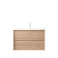 WASCHTISCHKOMBI 81/46,5/50 cm Natur/Weiß aus Keramik und Sperrholz mit 2 Schubladen - Naturfarben, Keramik (81/51.5/46.5cm) - OKWISH