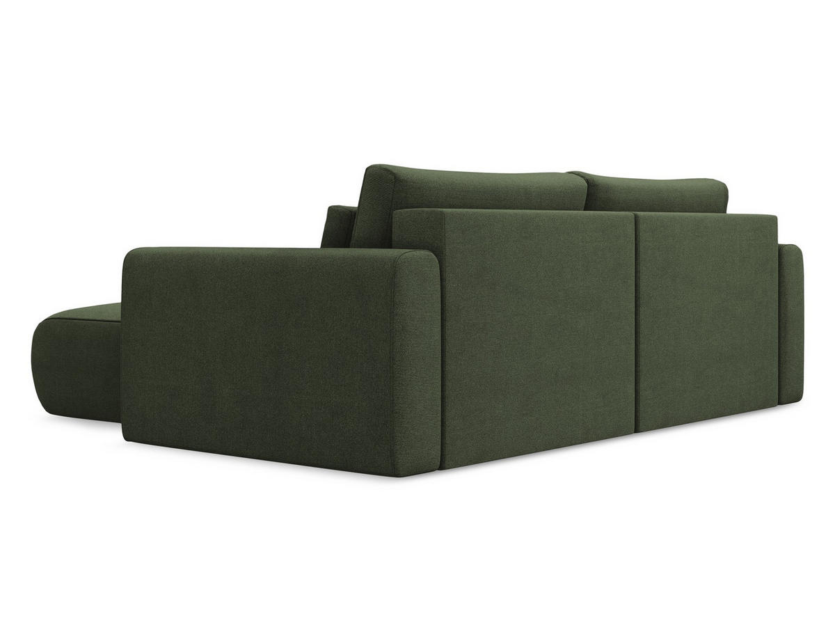 ECKSOFA mit Schlaffunktion Strukturstoff Stoff Grün - Schwarz/Olivgrün, Kunststoff/Textil (240/149cm) - Makamii