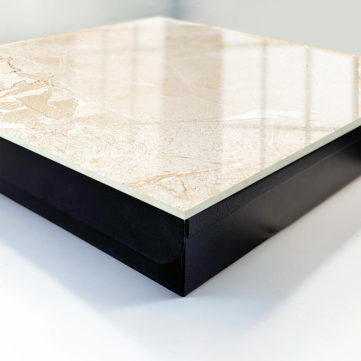 SCHLÜSSELBOX Schwarz 30x30 cm- Türöffnung nach rechts - Beige Muster - Beige, Metall (30/30/5cm) - TULUP