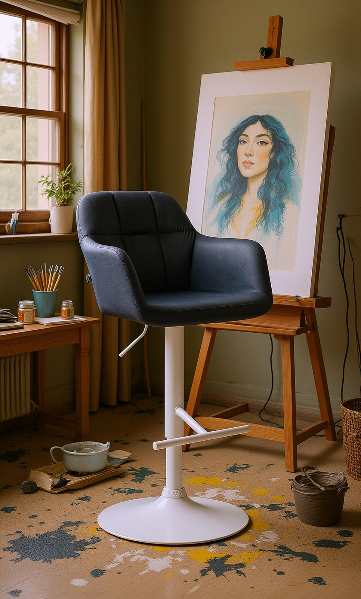 BARHOCKER Nardo Samt weiß dunkelgrau - Weiß/Grau, Textil/Metall (57/118/59cm) - TPFLiving