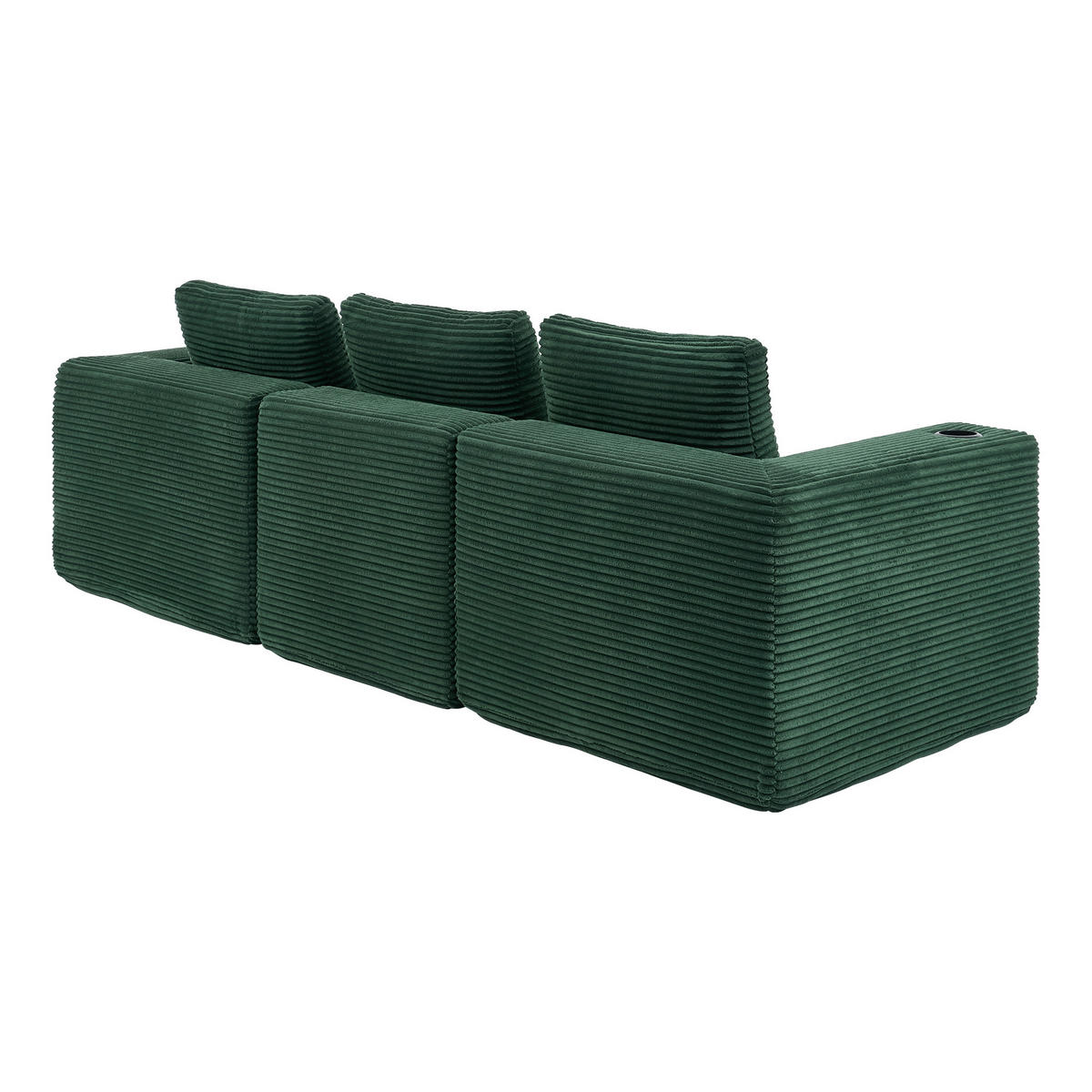 ECKSOFA 258/171/62.5 cm Vintage-Grün mit 3 Kissen und 2 Getränkehalter - Olivgrün, Textil (265/176cm) - Oxeza