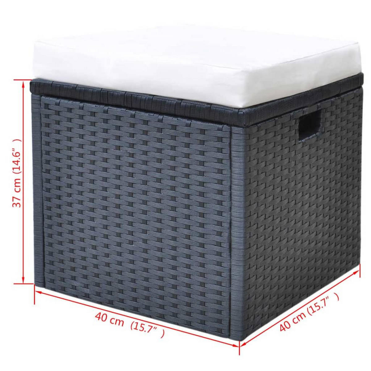 GARTEN-ESSGRUPPE 6-TLG MIT AUFLAGEN POLY RATTAN SCHWARZ - Creme/Schwarz, Naturmaterialien/Textil - vidaXL