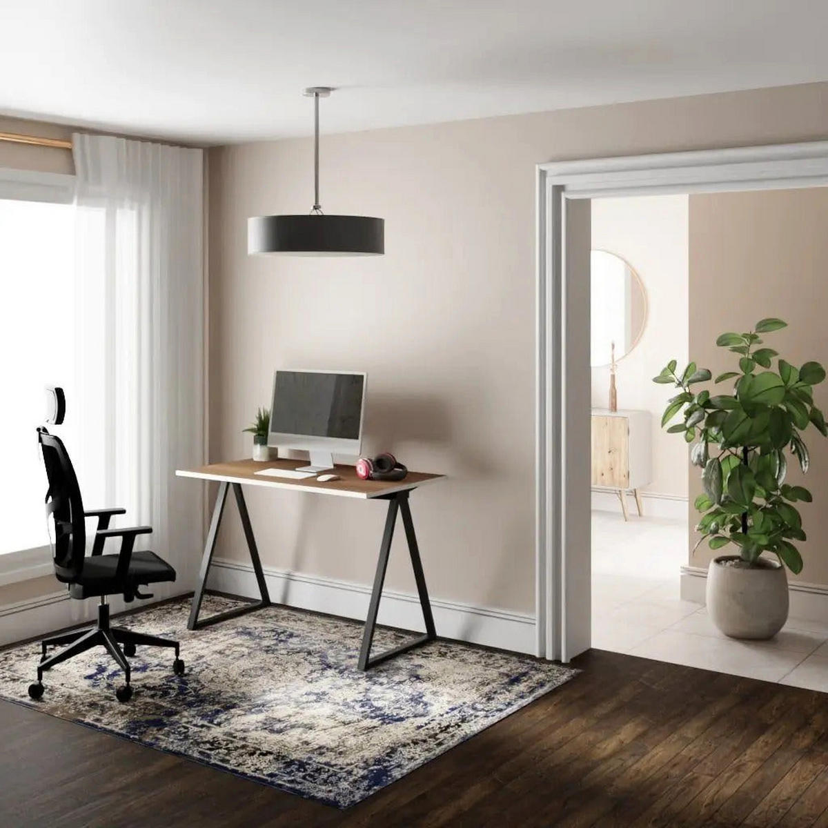 SCHREIBTISCH Wye 110x60 cm – Schwarz mit Wengue Dekor - Schwarz, Holzwerkstoff (60/110/74cm) - Letti Moderni