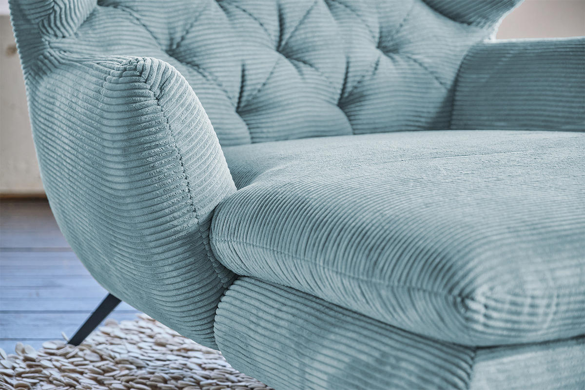 LONGSEAT CHAMRE Hellblau - Schwarz/Hellblau, Textil/Metall (130/95/160cm) - KAWOLA
