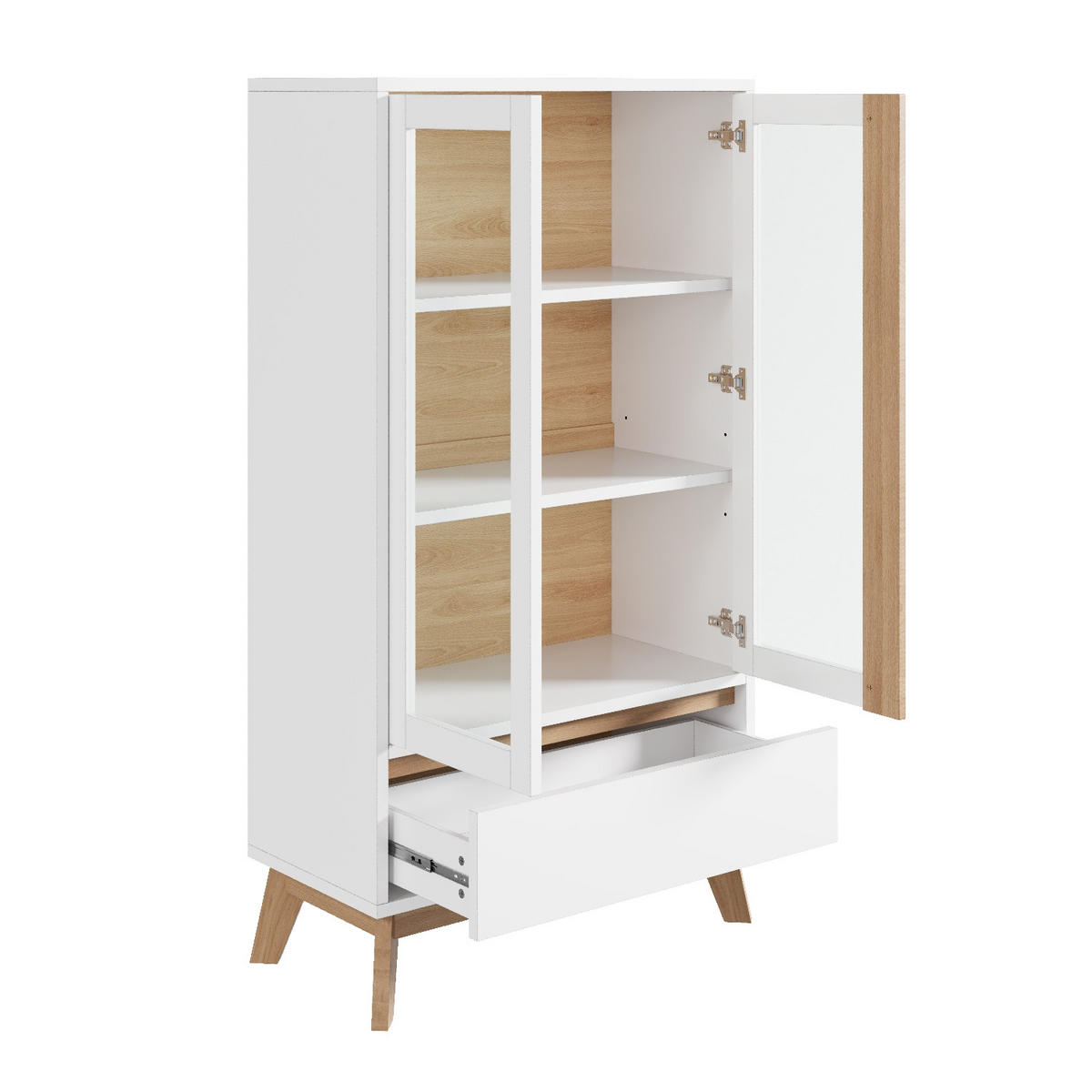 KÜCHENSCHRANK 80/150/40 cm Holzwerkstoff Weiß-Holzfarben MIT VERSTELLBAREN EINLEGEBÖDEN für Esszimmer - Weiß, Holzwerkstoff (40/150/80cm) - Rolipo