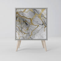 SIDEBOARD TIMELESS GLIDE, Grau, 57,5x42x77,5 cm, Schräge Buchenholzfüße - Buchefarben/Multicolor, Holzwerkstoff/Buchenholz (57.5/77.5/42cm) - SpaceRebels