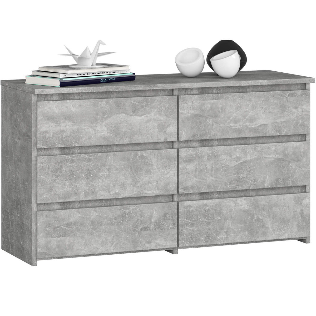 KOMMODE Steingrau 35x100x57 cm - Grau, Holzwerkstoff (100/57/35cm) - Akord