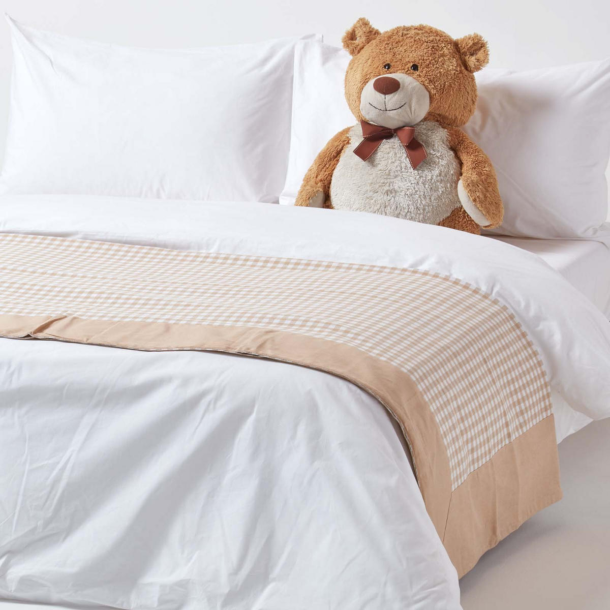 ÜBERWURF 150/200 cm, Vichy Karo 100% Baumwolle - Beige, Textil (150/200cm) - Homescapes