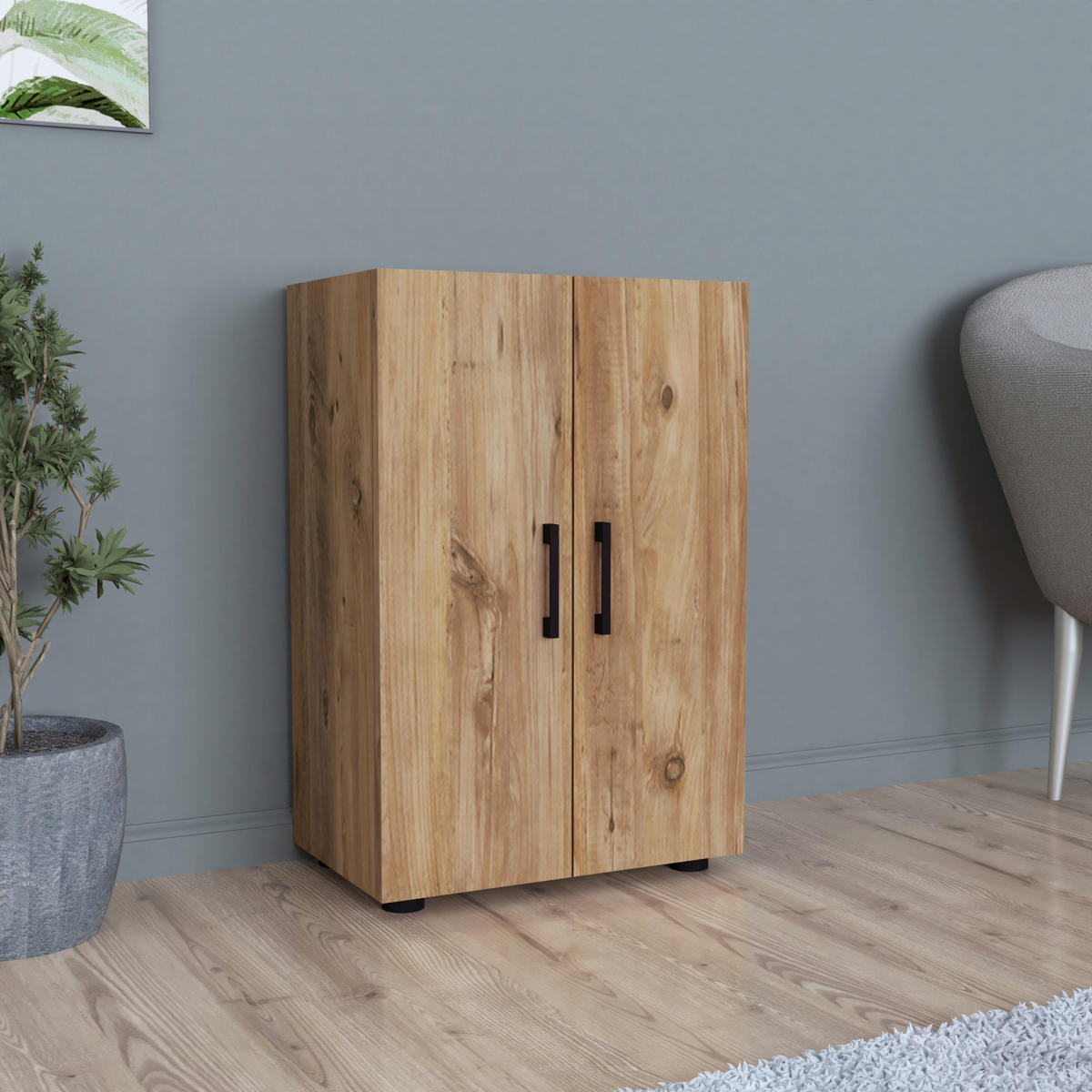 MEHRZWECKSCHRANK Åsnes - Eichefarben, Holzwerkstoff (49/74/32cm) - [en.casa]