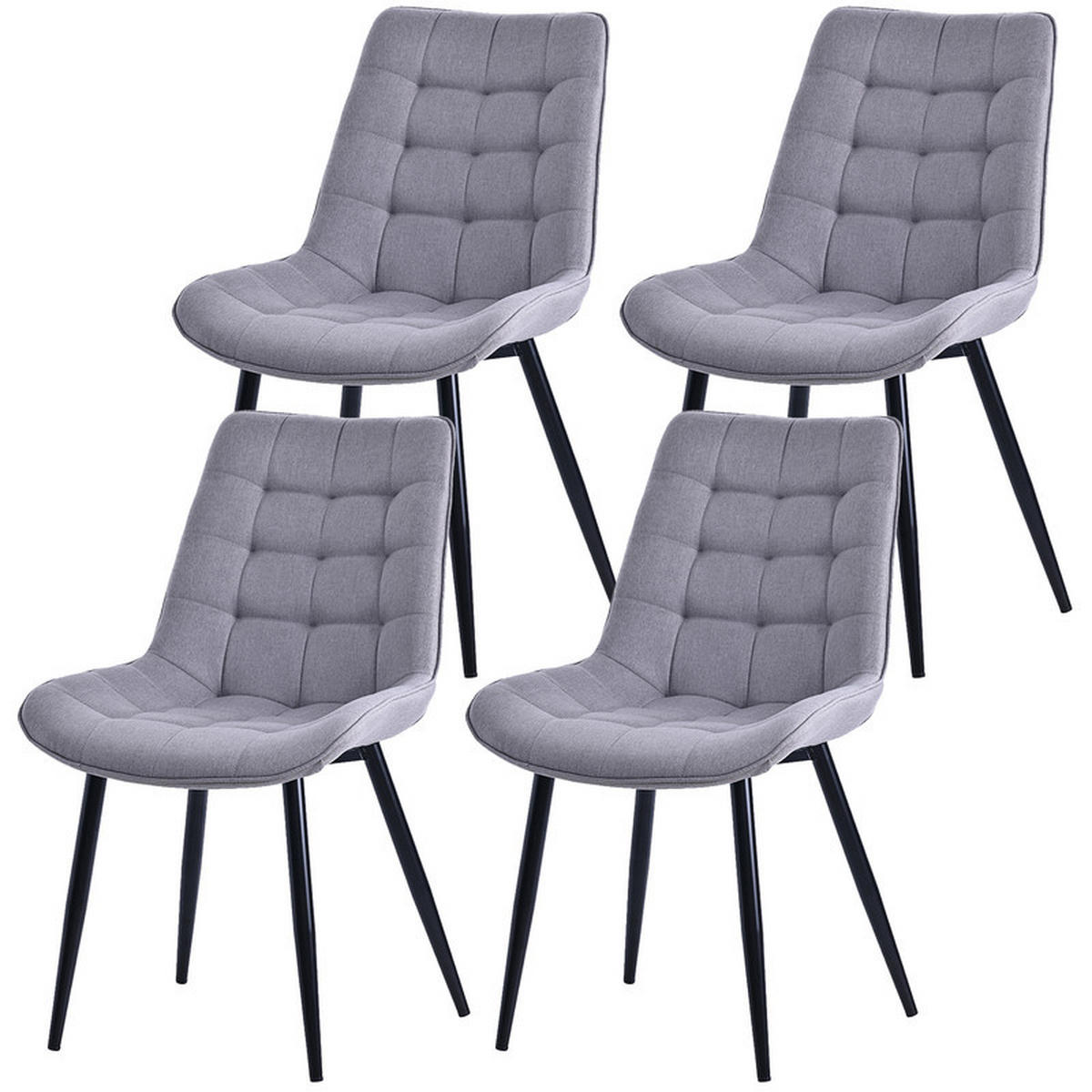 STUHL-SET 4 Stück aus Stoff in Modernem Stil-YZ2 - Grau, Textil (53/88/62.5cm) - HOMAVO