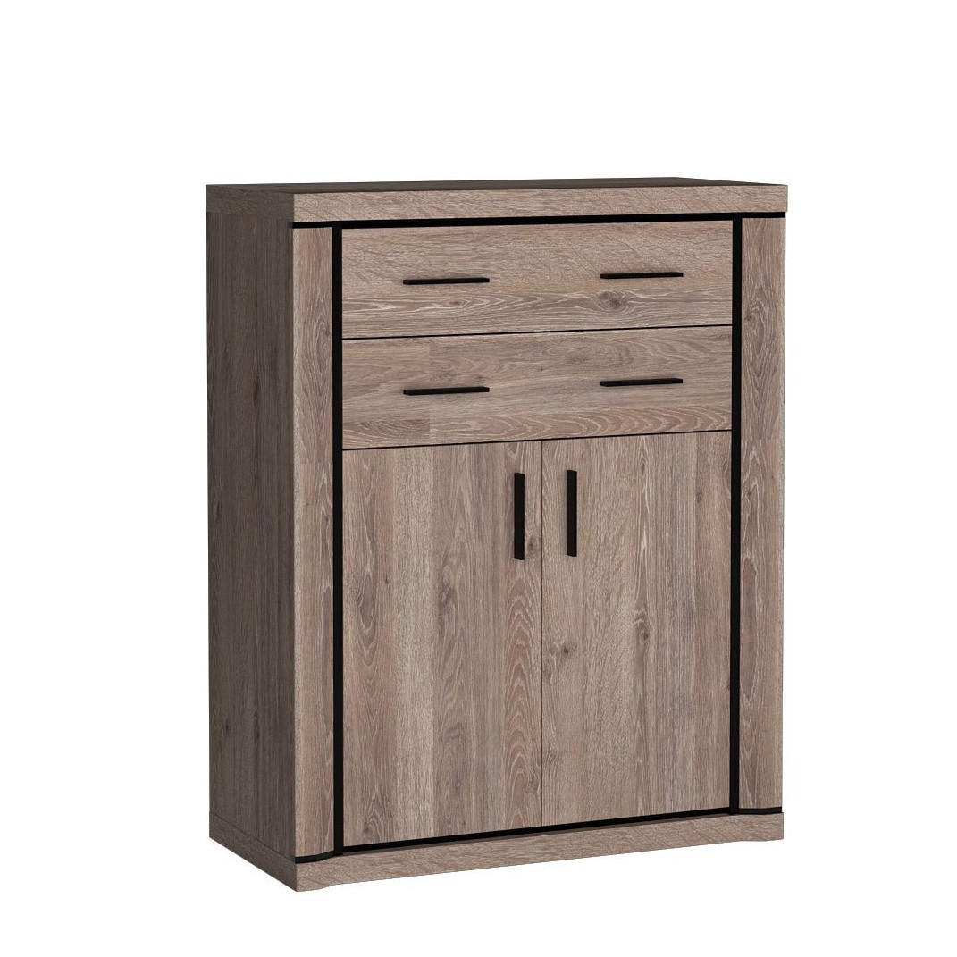 KOMMODE MALAGA 97/123/45cm mit 4 Schubladen 2 Türen Braun - Braun, Holzwerkstoff (97/123/45cm) - MASSENO