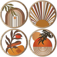 WANDDEKO Rund 19,5cm Holz Boho 4er Set - Akaziefarben, Holzwerkstoff (20/1cm) - Weltevree