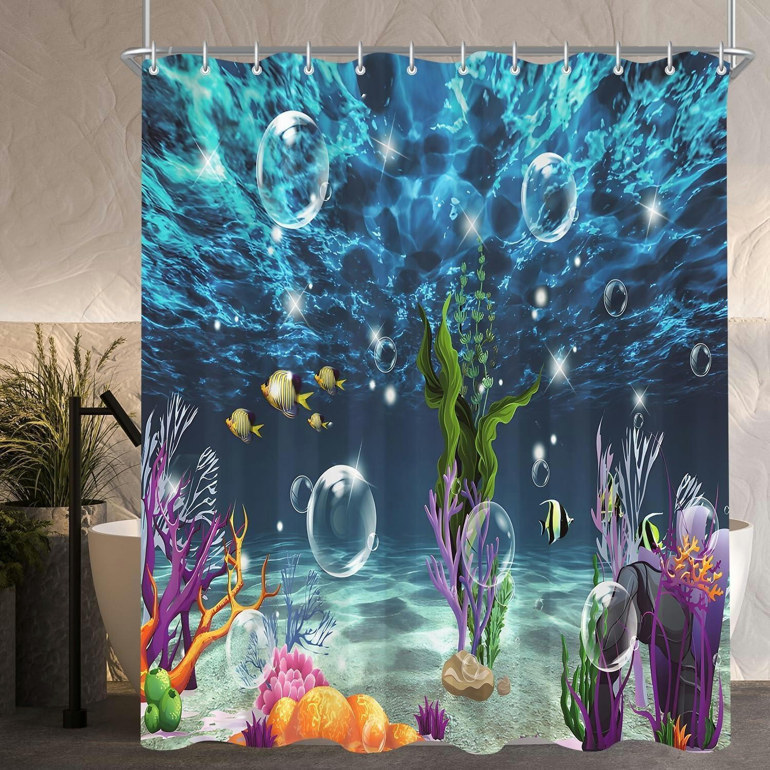 DUSCHVORHANG Bunter Meeresboden 180 x 200 cm - Multicolor, Textil (180/200cm)