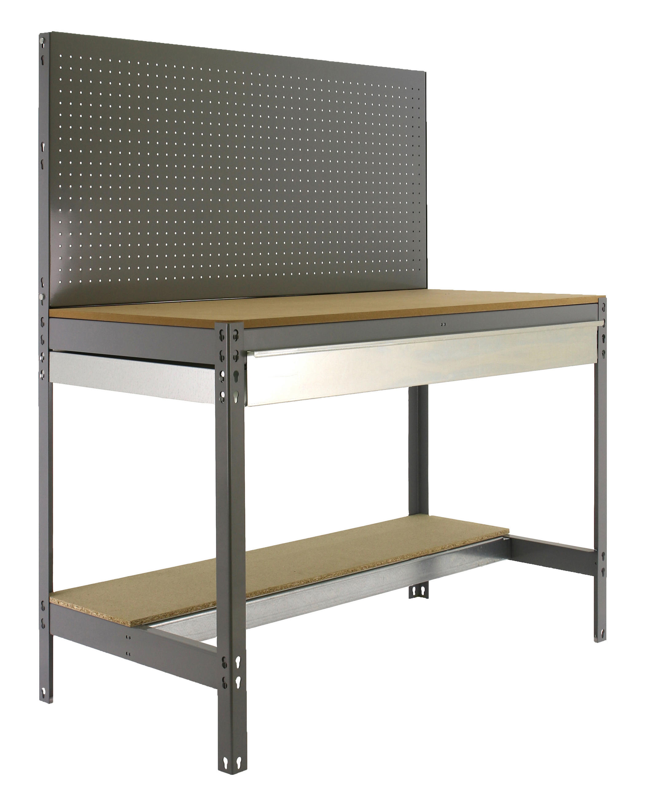 WERKBANK BUFFALO mit Werkzeugwand und Schubfach | HxBxT 84x90x61cm | Traglast 400kg | Grau - Grau, Metall (90/84/61cm) - PROREGAL