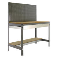 WERKBANK BUFFALO mit Werkzeugwand und Schubfach | HxBxT 84x90x61cm | Traglast 400kg | Grau - Grau, Metall (90/84/61cm) - PROREGAL