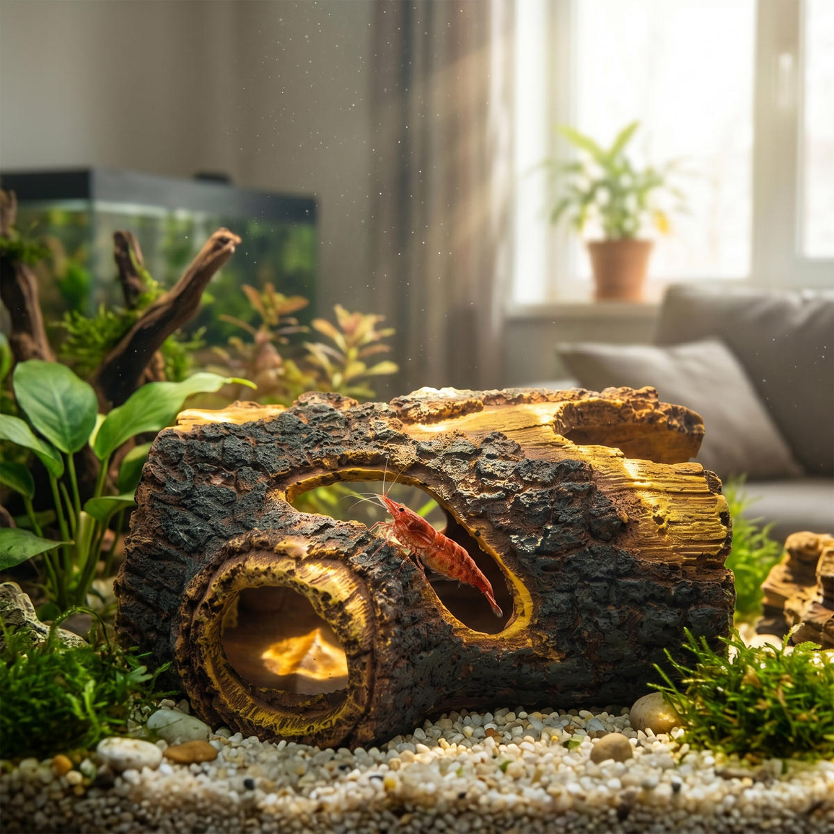 DEKORACE akvária - hnědá, plast (13.5/5.5/9cm) - Relaxdays