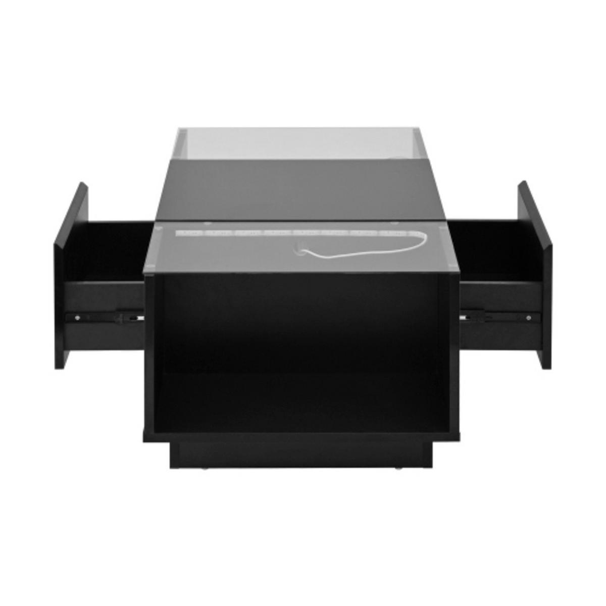 COUCHTISCH Schwarz aus Spanplatte mit Bluetooth LED-Licht und Glasverkleidung 105×50×35 cm - Schwarz, Holzwerkstoff (50/105/35cm) - Luhomfu