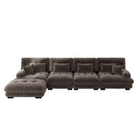 4-SITZER ECKSOFA Chenille Braun mit Ottomanen - Braun, Textil (406/145cm) - WISHDOR
