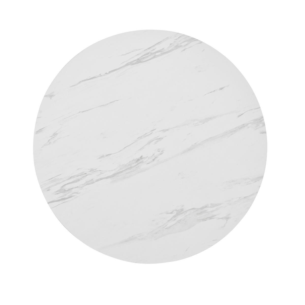 ESSTISCH 80 cm rund in Weiß mit modernem Marmor-Muster und stabilem Metallgestell - Weiß, Holzwerkstoff (80/80/75cm) - OKWISH