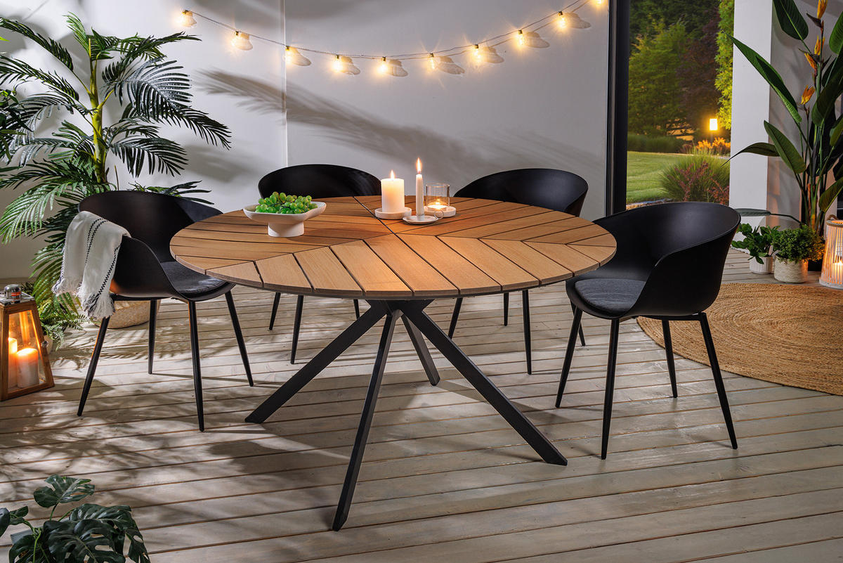 GARTENTISCH DESIGNO Kunststoff Aluminium Natur 120 cm - Braun, Kunststoff/Metall (120/120/74cm) - riess-ambiente