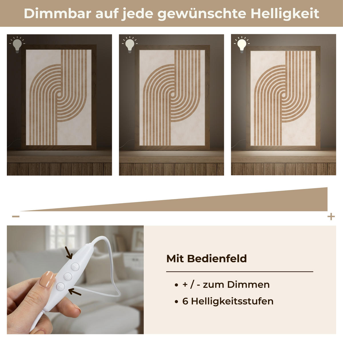 NÁSTĚNNÁ LAMPA Symetrický ohyb - měděná barva 20x30 cm - béžová, kompozitní dřevo (20/30/8cm) - OnlyWow